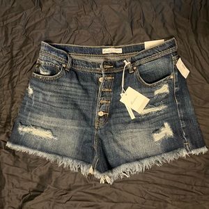 KanCan NWT KanCan High Rise Ripped Button Fly Raw Hem Denim Shorts - New Women